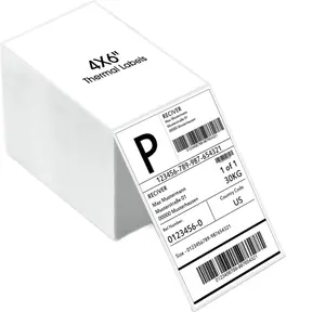 500 Sheets 4x6 Perforated Direct Thermal Shipping Labels, Fanfold White Mailing Labels with Permanent Adhesive, Smooth Surface for Thermal Printers, Office Warehouse Shipping Supplies Black on Portable Handheld