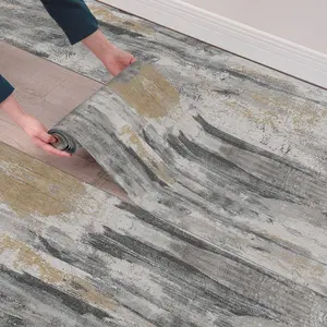 Self-Adhesive Floor Stickers, Wall Decor Wallpaper, Thick PVC Embossed Wood Grain Pattern, Office Apartment Home Decoration, Easy to Apply