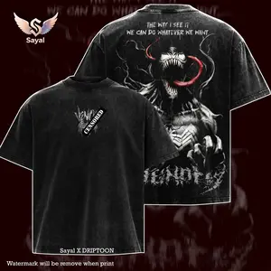 DRIPTOONxVENOMx Symbiote MCU Edition Double Sided Print Oversized Acid Washed Hoodie Lightweight Cotton Streetwear Graphic Top inspired by the TV Series perfect for Comic and Superhero fans Unisex Hoodie for Men Women