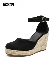 Women's Stylish Elegant Wedge Sandals, Closed Toe Casual Shoes, Hollow Cross Strap Design, Perfect for Beach Parties or Vacation Wear, Rubber