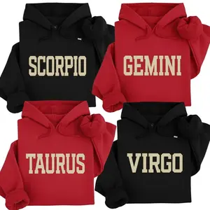All 12 Zodiac Varsity Hoodie – Classic Collegiate Lettering Featuring the Complete Horoscope Signs Collection, Bold Minimal Star Sign Design for Men and Women Seeking Trendy Astrology Wear.