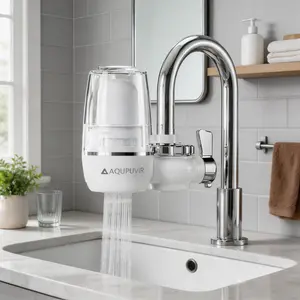 AQIPUVIR Kitchen Sink Faucet-Mounted Water Filtration System, Filters Up To 320 Gallons Of Tap Water, Household Faucet Filter, Tap Water Purifier, Drinking Water Dispenser, Water Filter