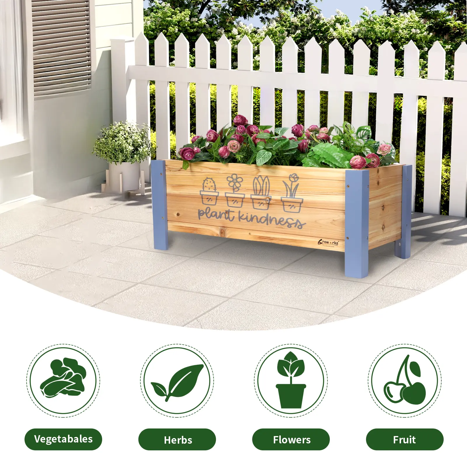 Best Choice Products 34x18x30in Raised Garden Bed， Elevated Wood Planter Box Stand， Backyard， Patio， Balcony w/Bed Liner， 150lb Capacity - Natural