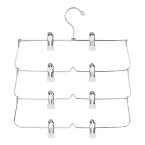 3 Pack  8PCS Clips Four-Layer Multi-Functional Adjustable No-Trace Hangers, Stainless Steel Material Foldable Drying Space-Saving Adjustable Clips Pants Hangers, Suitable for Casual Pants, Underwear, Tank Tops, Shorts, Jeans, and Towels  Hanging