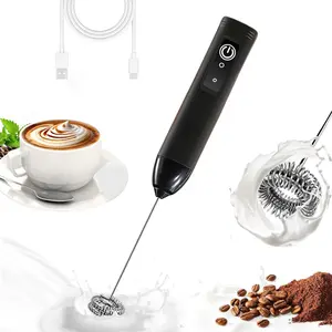 Black Handheld Milk Frother Wand for Coffee Rechargeable Electric Whisk with 3 Speeds Drink Mixer Coffee Frother for Latte Cappuccino Hot Chocolate Egg