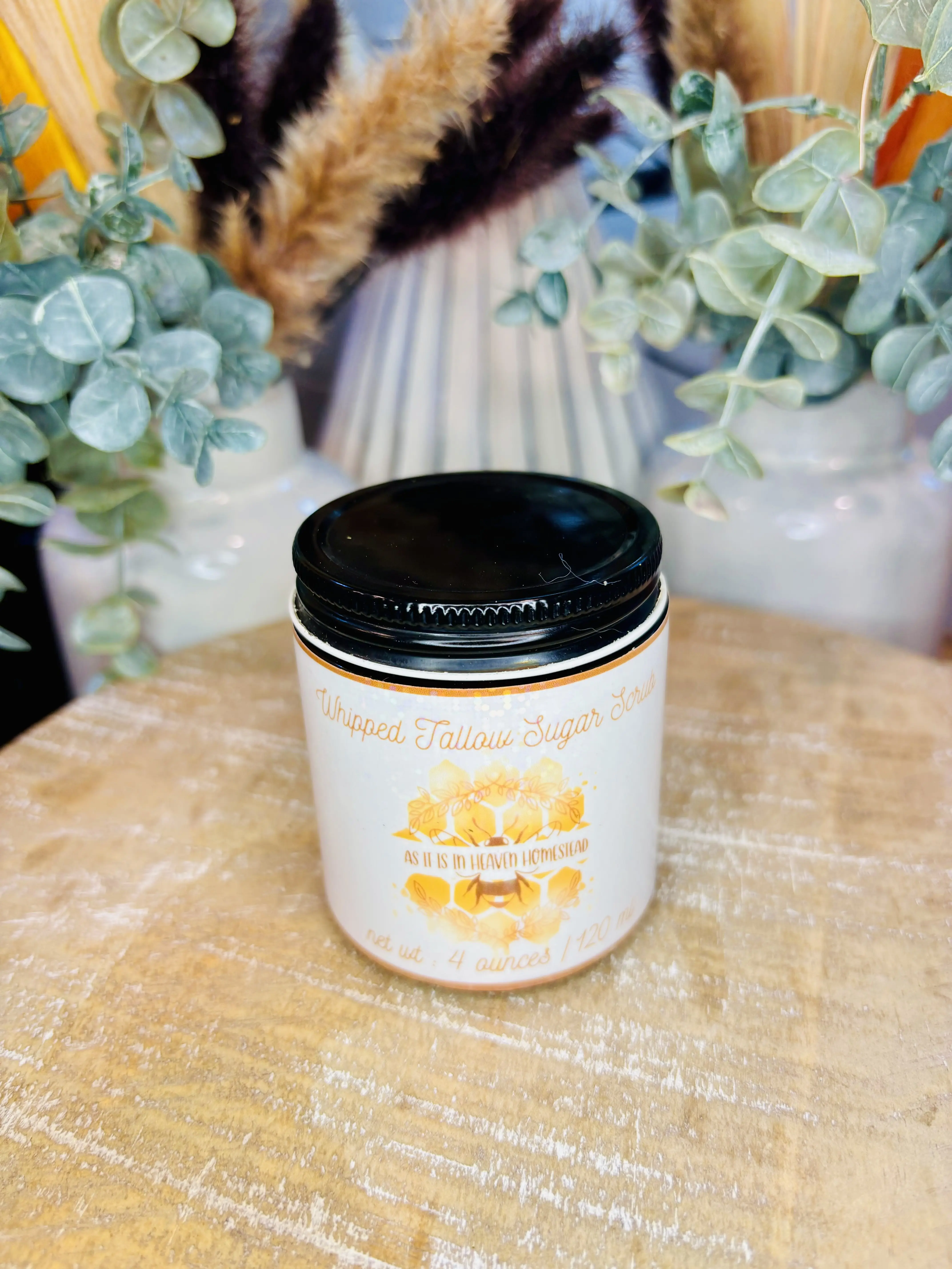 As it is in Heaven Homestead Whipped Tallow Sugar Scrub 4 oz - Premium Organic Ingredients for Radiant Skin Care