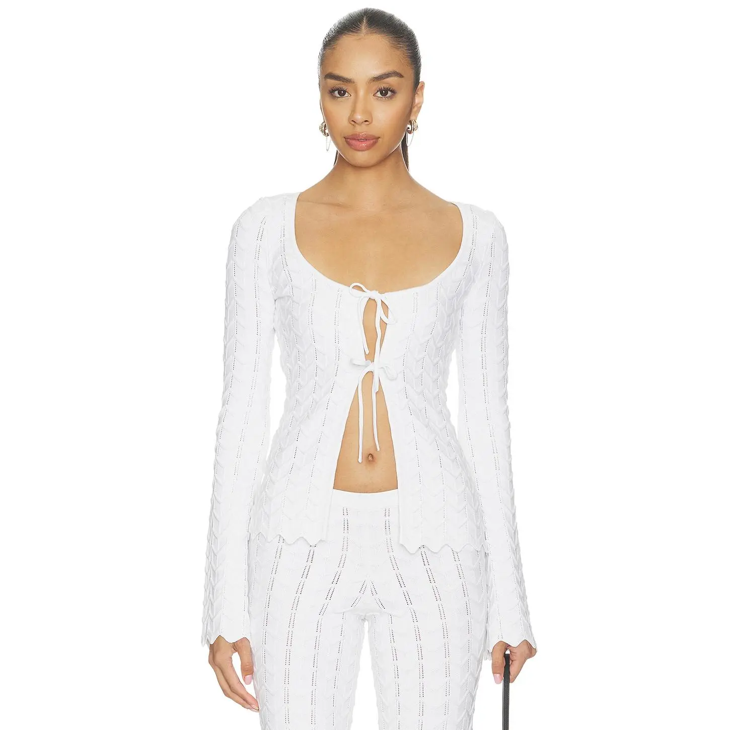 Lovers and Friends Polly Tie Front Cardigan in Ivory