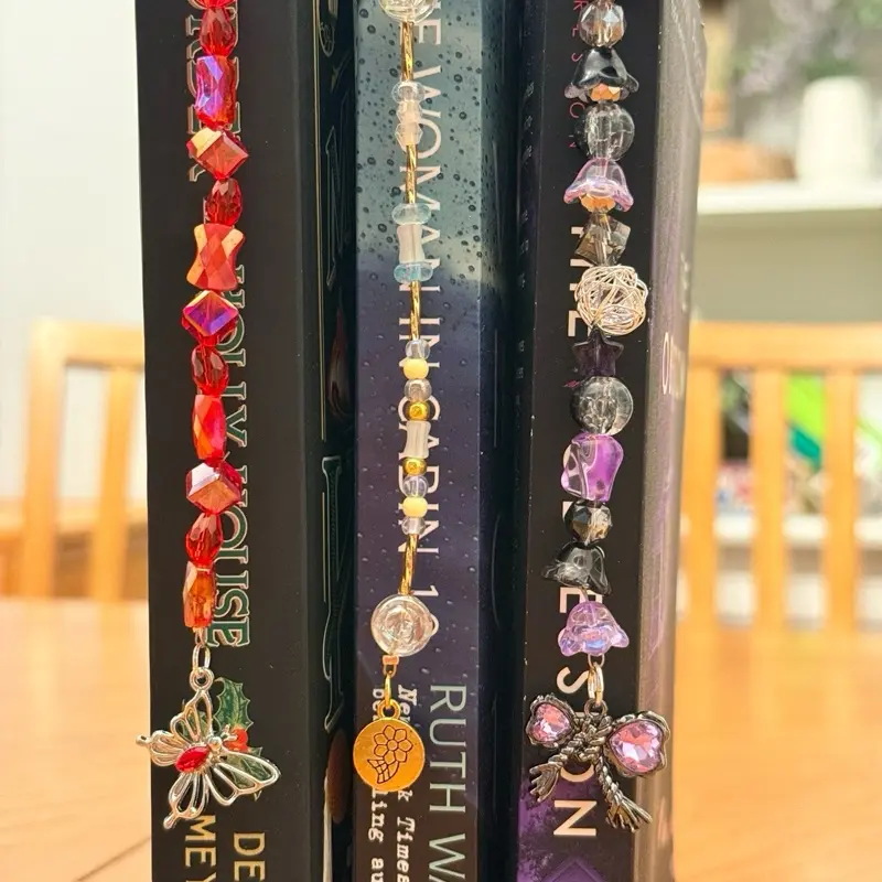 Single Strand Handmade Custom Beaded Bookmarks with Unique Beads and Charms for Book Lovers
