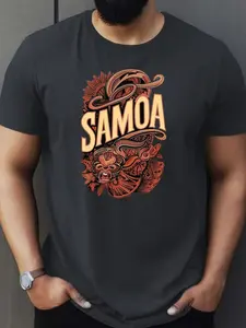 Big & Tall Men's Summer T-Shirt - Samoan Culture Graphic Print, Casual Short Sleeve Tee, Breathable Polyester, Machine Washable, PLUS SIZE C