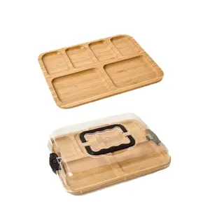 1 high-quality bamboo dual-purpose food tray, household deli fruit cutting board, restaurant salad snack serving plate, rectangular fruit salad plate, outdoor camping fruit tray, kitchen accessories, Durable Chopping Board