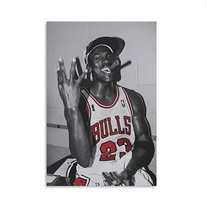 Michael/Jordan Poster Basketball Wall Art Sports Print Motivational Poster Gift for Basketball Fans Canvas Painting with Solid Wood Frame Waterproof Design for All-Scene Versatility