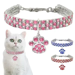 Elastic Shiny Crystal for Small Dog Necklace Kitten Collar Jewelry Dog Collars Pet Pendant Cat Collar Pet Supplies dog accessories cool cat stuff