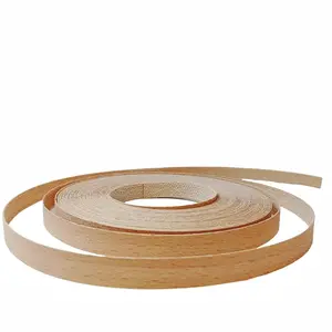 Beech Edge Banding 1/2'' X 50' Roll,Preglued Iron On Wood Veneer Strips,Hot Melt Self Edgebanding Tape,Flexible Wood Edging Trim for Furniture Plywood Shelves Renovation