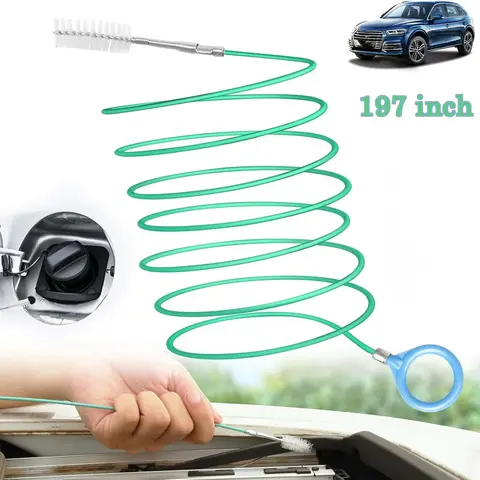 Car Sunroof Drain Clog Remover - 5m/197in Nylon Brush for Drainage System Maintenance, Durable Nylon Handles Frequent Use, Flexible Tube Hugs Tight Bends Easily, Windshield Wiper Tank Door Cleaning