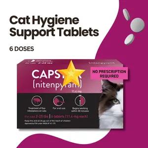 Cat Hygiene Support Tablets for Cats 2–25 lbs, Easy Daily Pet Care Supplement for Coat Comfort and Grooming Routine, Multi Tablet Pack