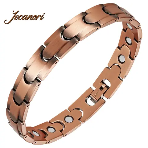 Jecanori Brushed Copper Magnetic Adjustable Minimalist Bangle - Unisex Costume Jewelry Bracelet, Bangle Style, Easy to Style, All Seasons, Any Occasion Accessory