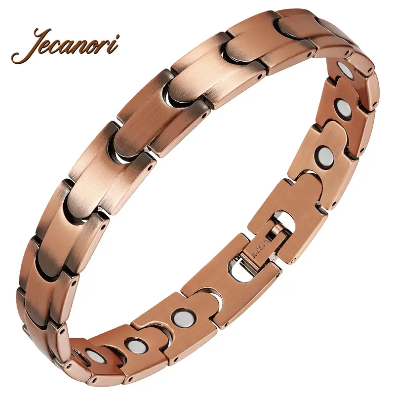 Jecanori Brushed Copper Magnetic Adjustable Minimalist Bangle - Unisex Costume Jewelry Bracelet, Bangle Style, Easy to Style, All Seasons, Any Occasion Accessory