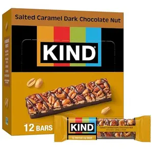 KIND Healthy Snacks Bars, Salted Caramel Dark Chocolate Nut, Gluten Free, Low Sugar, High Fiber Snacks, 6g Protein, 12 Count