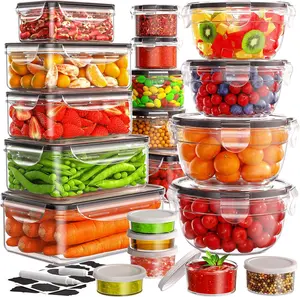 40 PCS Airtight Food Storage Containers Set with Lids Leakproof BPA-Free Meal Prep Containers Microwave Dishwasher Freezer Safe Reusable Kitchen Organizer Set with Labels and Marker