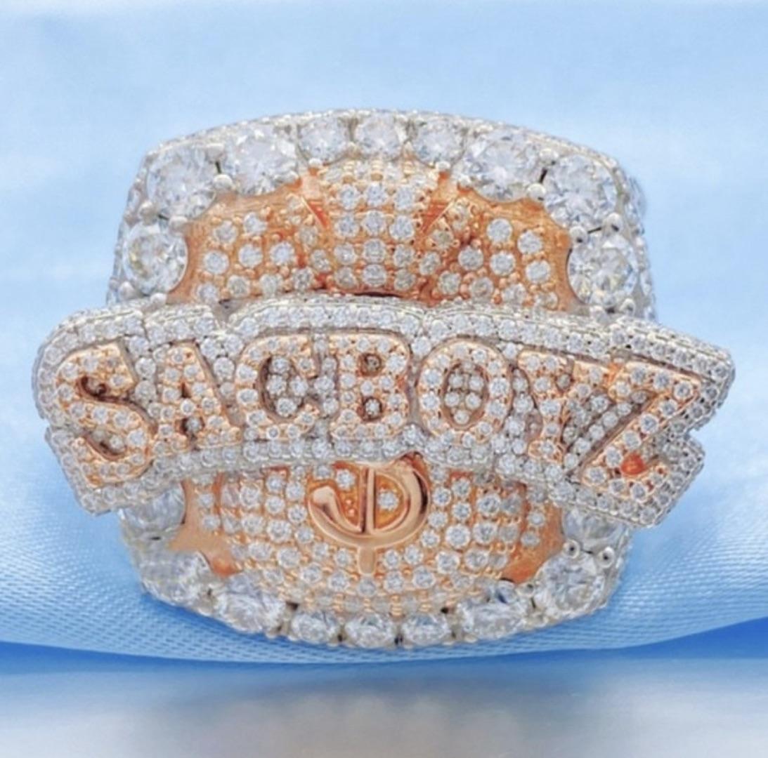 Luxury chilled personalized hip-hop boutique jewelry men's chilled champion ring genuine VVS silicon diamond ice-feel luxury style ring men's high-end ring, Mother's Day and Father's Day gift, large party wearing accessory