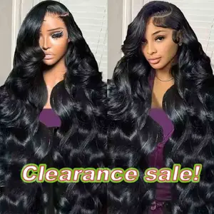 Outlets Deals - Body Wave Human Hair Wigs on Clearance Sale 200% Density HD Transparent 13x6 Lace Front Wig Pre-Plucked Natural Hairline 18-32 inches Wigs For Women Natural Black Color