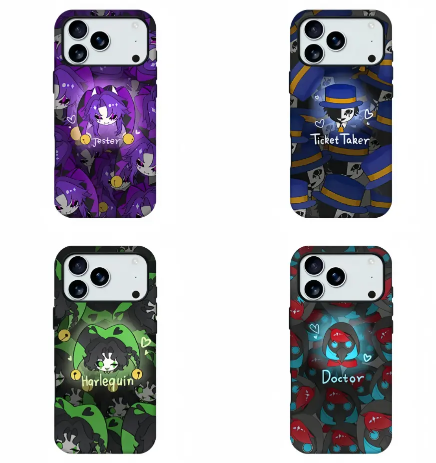 Ticket Taker The Freak Circus Graffiti Phone Case, Goth Y2K Fan Merch Phone Shell, Dark Cute Circus Character Trendy Aesthetic Print Shockproof Protective Cover For iPhone11 12 13 14 15 16 17