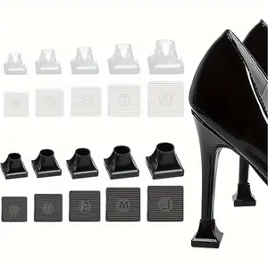 10 Pairs High Heel Protectors,Heel Repair Caps Covers, 5 Sizes, Cover Replacement Tip Caps, Heel Stoppers Heel, for Outdoor Weddings, Stop Sinking At Grass, Gravel, Bricks and Cracks