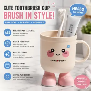 Cute Cartoon Pattern Washing Cup, Home Toothbrush Holder, Student Dormitory Mouthwash Cup, Couple Brushing Teeth Mug, Bathroom Accessory, Home Goods, Gift
