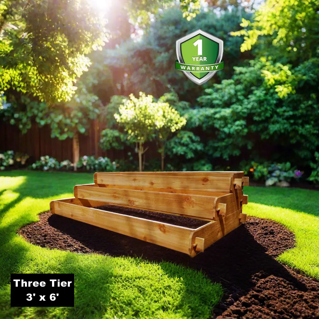 Timberlane Gardens Large Select Cedar Triple-Tiered Raised Garden Bed Kit - Outdoor Elevated Planter Boxes (1x6,2x6,3x6,3 Beds,12in Wide x 72in Long) - Sustainably Managed, Sq Ft Design for Seniors, Busy Families