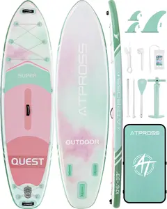 ATPROSS 10'6''x33''Inflatable Stand Up Paddle Board, 400lbs Extra Wide Stand Up Paddleboard with Kayak Seat, Anti-Slip EVA Deck Premium SUP Accessories Kit, Non-Slip Stable Deck Boat