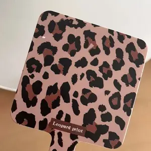 Leopard Print Handle Mirror, Portable Cartoon Makeup Mirror, Student Grooming Mirror, High Aesthetic Pocket Mirror, No Installation Needed
