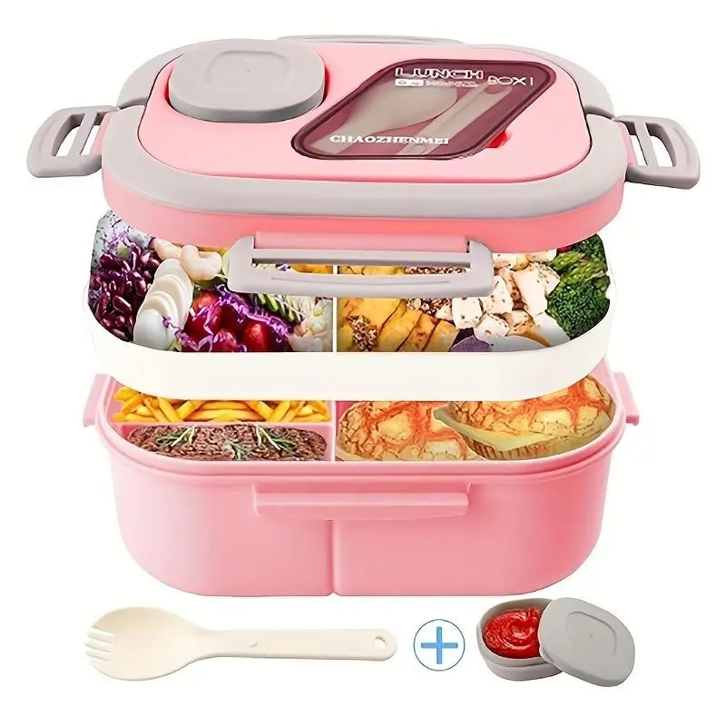 Lunch Box Set, 3 Counts/set Including 1 Lunch Box, 1 Cup & 1 Storage Bag, Portable Leak-proof Lunch Box for Outdoor Camping Picnic, Suitable for Adults and Teens, Leakproof Lunchbox