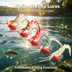 Tolure 3PCS Bionic Multi-Joint 10cm/18g Jumping Shrimp Lure Glow In The Dark Realistic Soft Bait for Freshwater & Saltwater Artificial Bait Fishing Lures Fishing Stuff Bait Lures