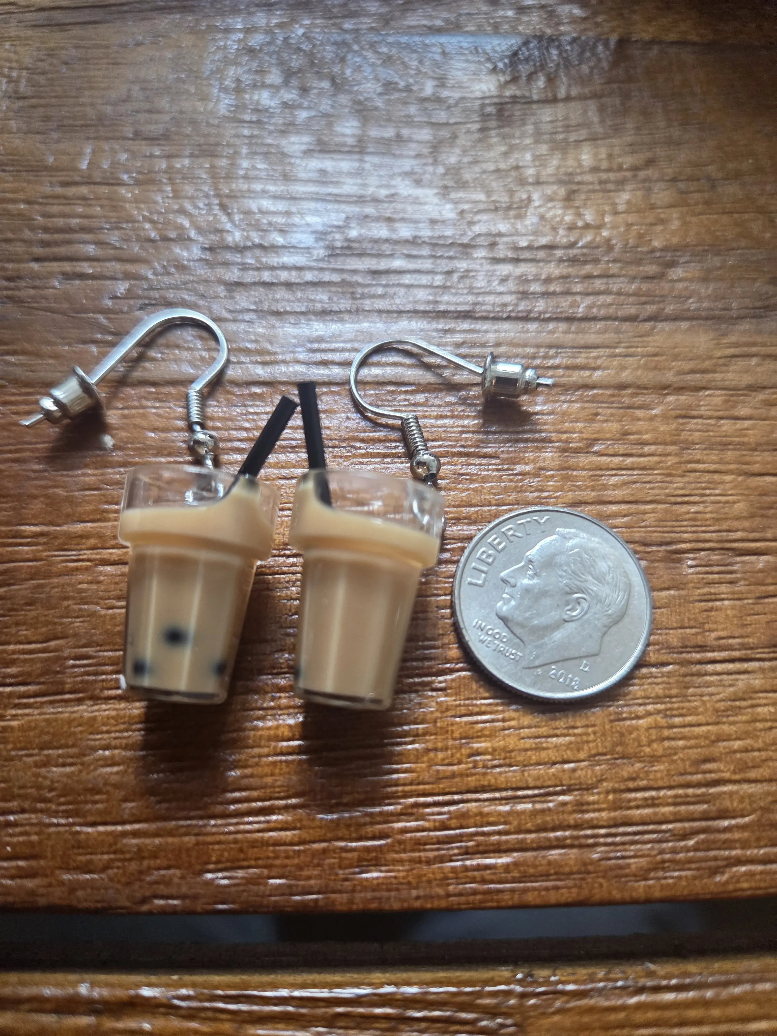 Fun Asian boba bubble milk tea dangle earrings handmade cute gift 1 pair