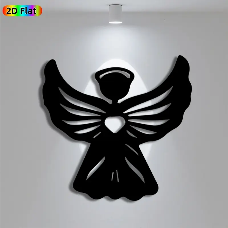 1pc Romantic Angel with Heart Metal Wall Art, Romantic Angel with Heart Statue Mural, Iron Craft, Perfect for Bedroom, Boudoir, Love Alcove Decor, Silhouette Wall Decor, Intricate Craftsmanship, Valentine's Decor, Ideal Gift for Romantic Souls