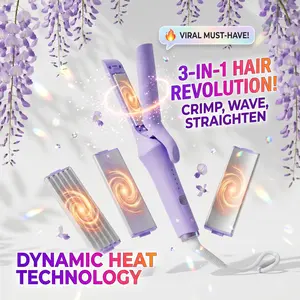 3-In-1 Interchangeable Hair Styling Tool – Curling Iron & Flat Iron Combo, Beach Waves Curler, Anti-Frizz Cool Air Styler, Fast Heat Travel Hair Tool | Perfect Mothers Day Gift 2026