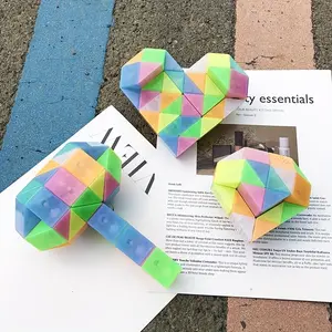 Jelly Colorful 24-Section Snake Cube, Large Speed Twist Puzzle Cube, Relax Sensory Toy Brain Teaser Gift, Suitable for Youngsters, and Teens Party Favor Game, ABS Material, Cuboid Shape, Beginner Skill Level, with Mixed Colors, for Educational Toys