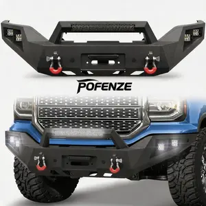 POFENZE-Mestan  Front Bumper for 2016-2018 GMC Sierra 1500, w/LED Lights, D-rings andLicense Plate Bracket car accessories men