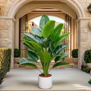 2pcs Tall Artificial Banana Tree, 41.33 Inch Realistic Faux Plastic Plants, Indoor Outdoor Decoration, No Maintenance Plastic Material