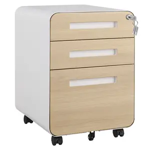 3-Drawer Rolling File Cabinet with Lock, Metal Mobile Filing Cabinet for A4, Letter, and Legal Size, Under Desk Storage Organizer, Fully Assembled for Home Office