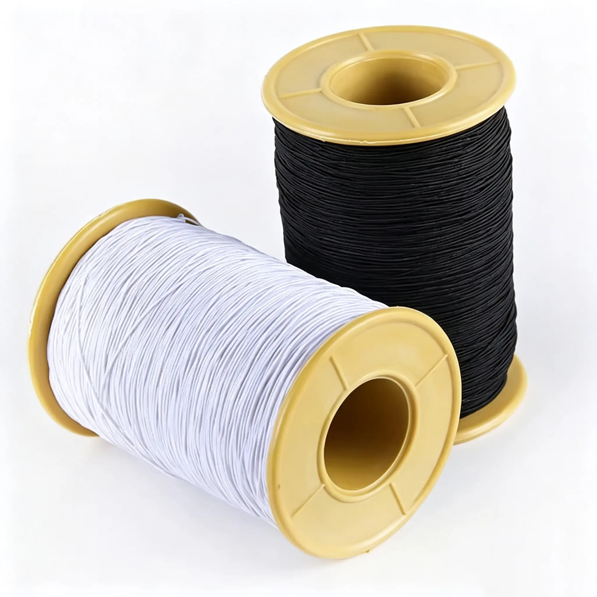 2 PCS 0.5mm Elastic Thread for Sewing Machine, Shirring Elastic Thread for Sewing, Elastic Cord for Clothing and DIY Crafts (Black and White)