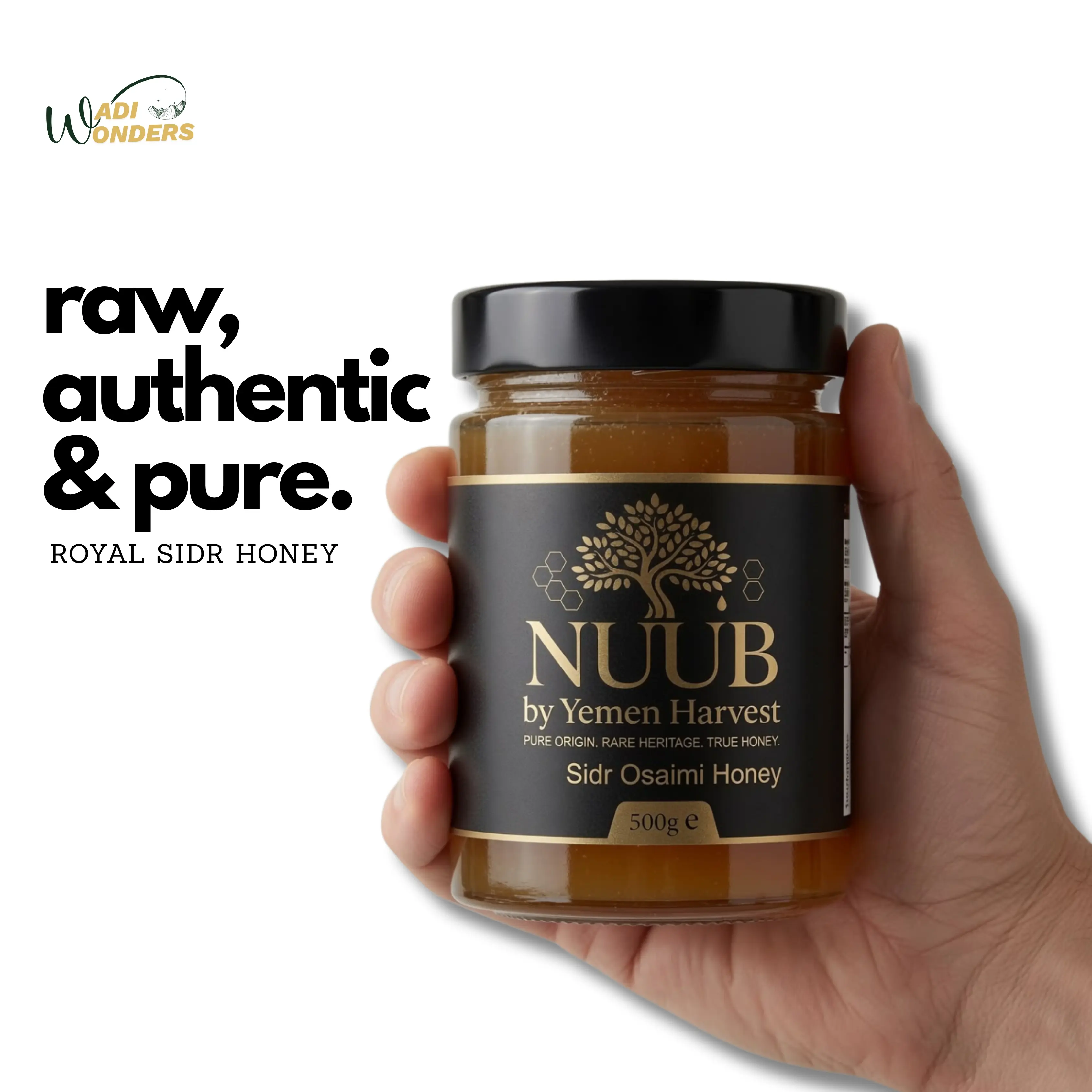 Raw Royal Sidr Honey - 500g Pure Natural Original Honey, Unpasteurized, Unheated and Zero Sugar - Authentic Sidr Honey