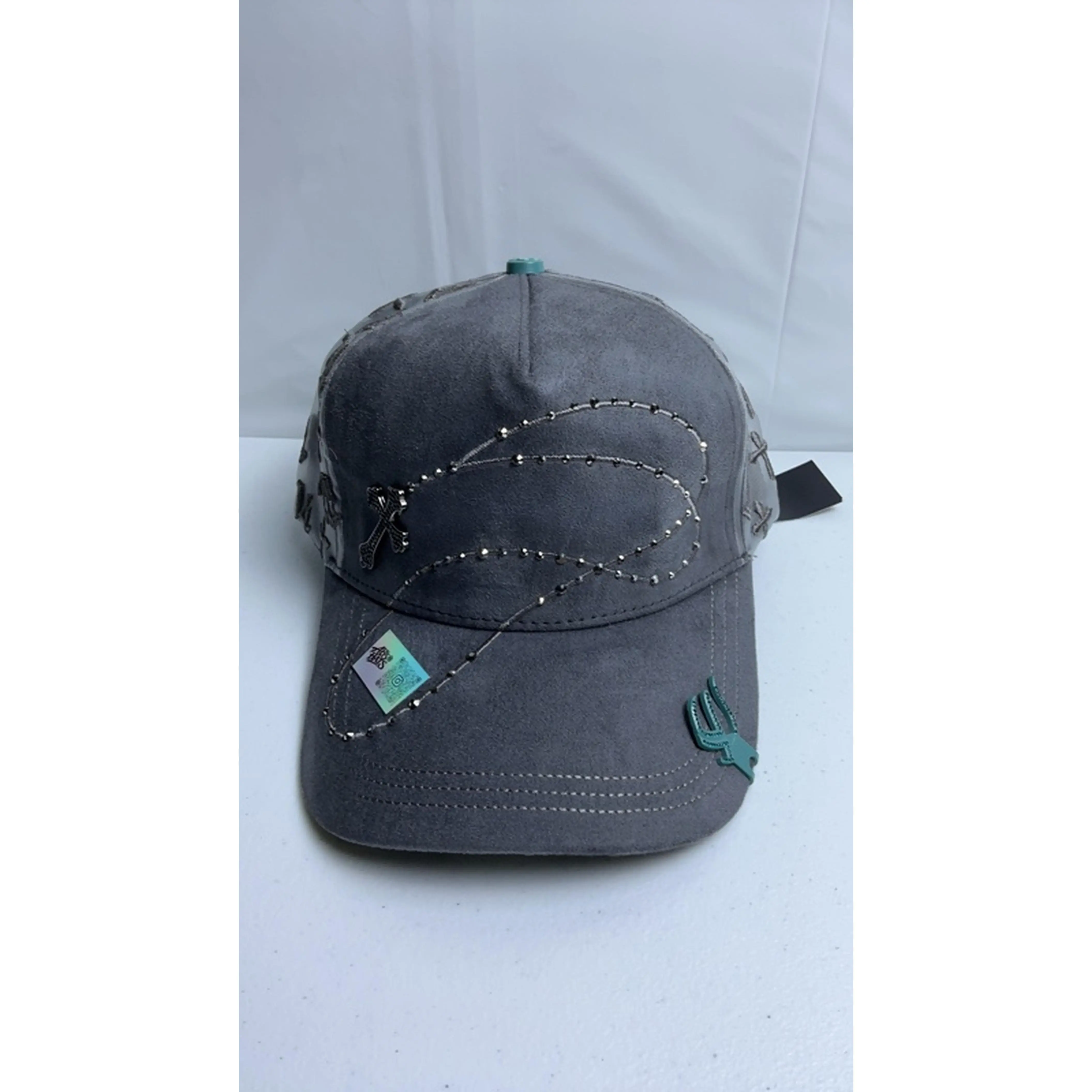 Exodo 14-14 Gray Baseball Cap with Embroidered Design and Adjustable Strap