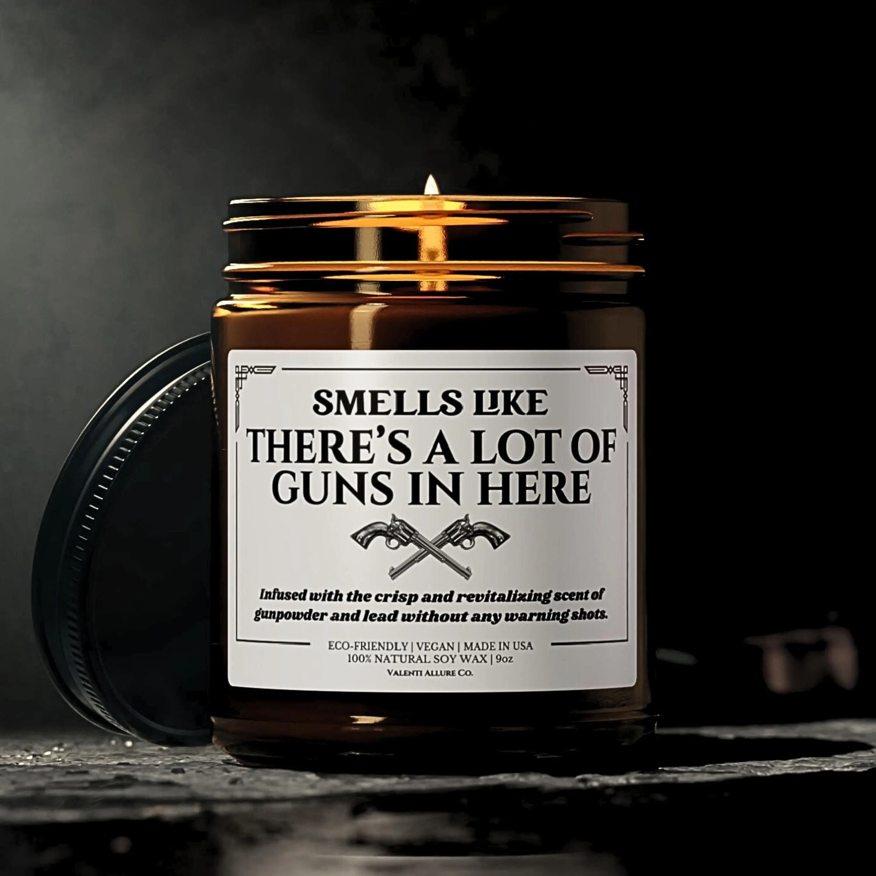 Smells Like There's A Lot Of Guns In Here Candle, Funny Candle Christmas Gift For Dad Birthday Gift for Husband Boyfriend, Gun Lover Gift