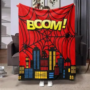 Spider City Pattern Blanket, Soft Comfortable Throw Blanket, Warm Napping Blanket for Home Office Travel, Bedroom Refresh Decor