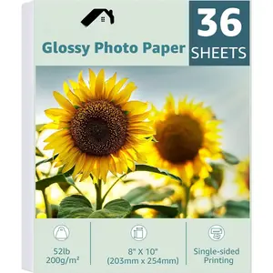 8x10 Photo Paper, Glossy Photo Papers 36 Sheets, 8 x 10 Inkjet Printer Photo Paper for Dye Ink, 200 GSM