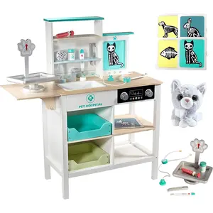 Svan Vet Center Pretend Pet Hospital Playset- Interactive Medical Checkup Set w Toy Cat, X-Ray Cards Stethoscope & Veterinarian Medical Accessories