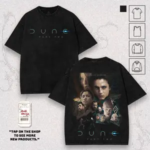 Dune Part Two Menswear Graphic Washed T-shirt Movie, TankTop, Hoodies, Sweatshirt, 100% Premium Cotton Pre-Washed Fabric American Tees Made Soft Durable S-5XL
