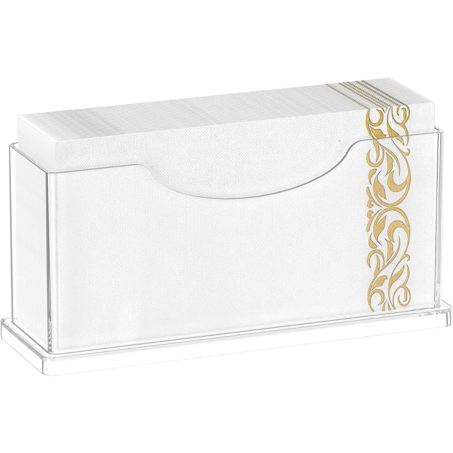 Guest Towel Napkin Holder Bathroom - Clear Waterproof Vertical Disposable Paper Napkins Hand Towel Holder Tray for Kitchen Dining Table Home Hotel Office Decorative