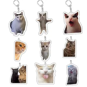 Funny Cat Memes Series Keychain Student Gift Bag Lanyard  Women's Bag Pendant Keychain Cute Things Cheap Gift For Best Friends fuzzy